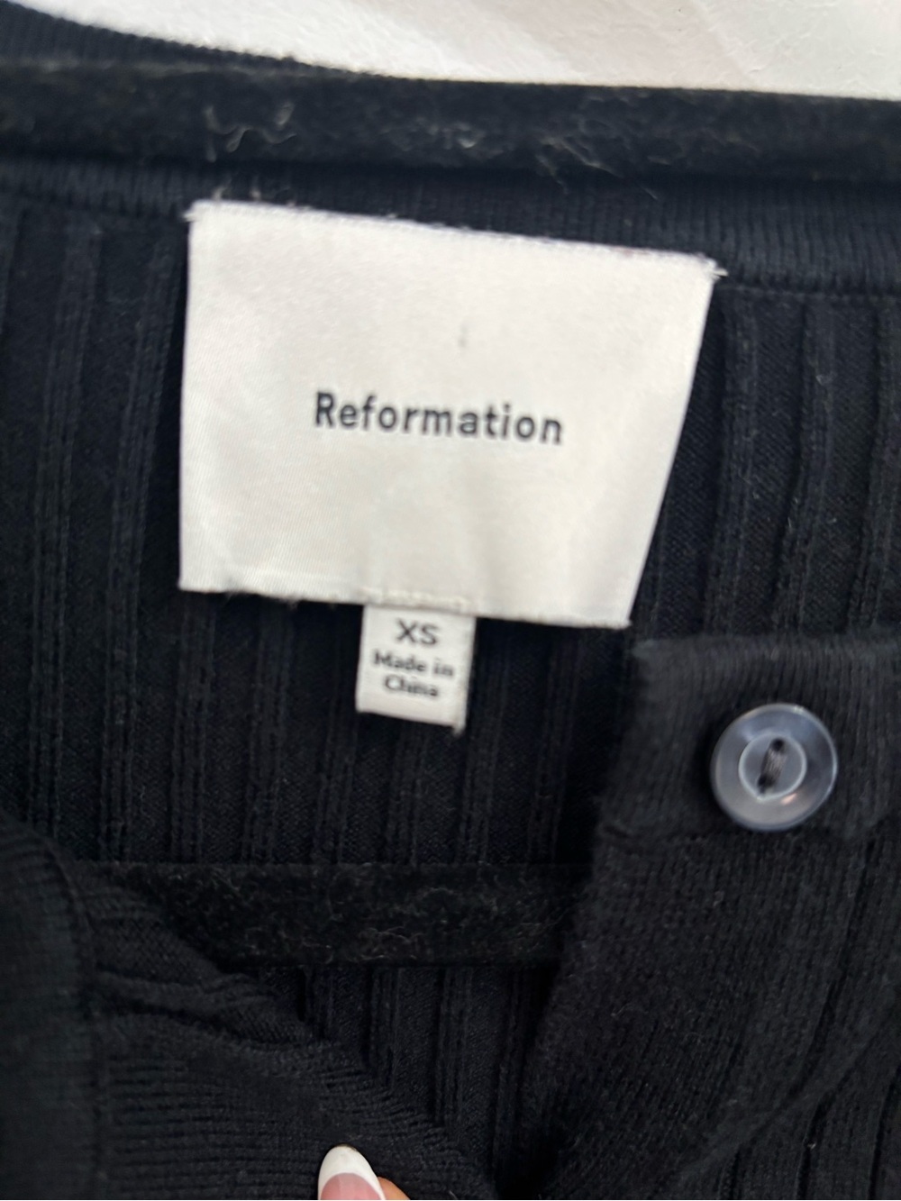 Reformation Black Ribbed Button-Front Top - Picture 3 of 4